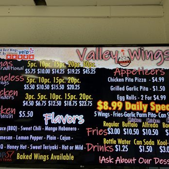 Valley Wings - a menu on a wall - Chicken Wings Near Me - Phoenix, Arizona Valley Wings - a menu on a wall - Chicken Wings Near Me - Phoenix, Arizona
