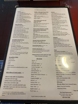 Menu photo 3 Oasis Restaurant Fort Myers, FL Menu photo 3 Oasis Restaurant Fort Myers, FL