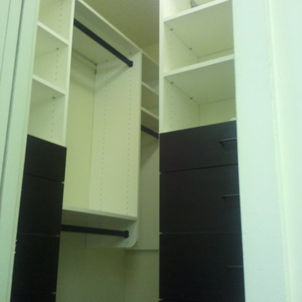 California Closets - Honolulu - Drawer stack on the left and area to hang clothes. - Interior Design Near Me - Honolulu, Hawaii