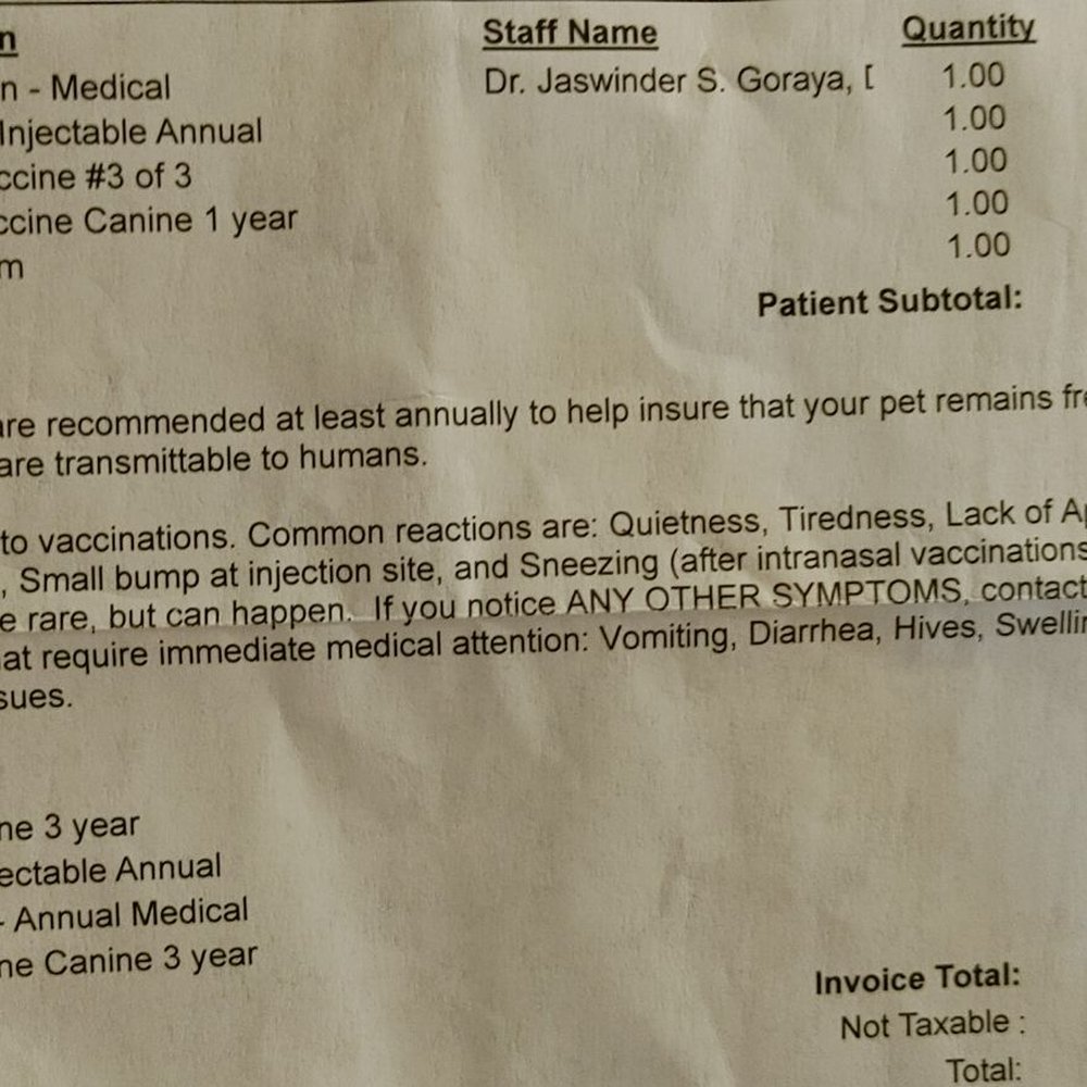 San Ramon Veterinary Hospital - Our receipt. - Veterinarians Near Me - San Ramon, California San Ramon Veterinary Hospital - Our receipt. - Veterinarians Near Me - San Ramon, California