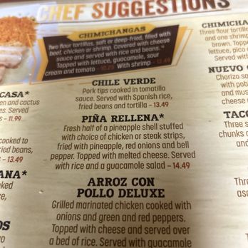 Casa Grande - Sample of menu - Mexican Near Me - Crossville, Tennessee