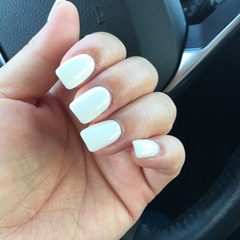 D N Nails & Spa - Another good job by Mary. White acrylic powder. - Nail Salons Near Me - Clovis, California