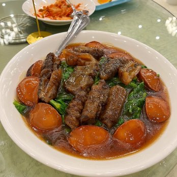 HL Peninsula Restaurant - (HOLIDAY SET MENU E) Braised Abalone & Sea Cucumber w/ Tender Greens // IG: @munchwithmyan - Dim Sum Near Me - Milpitas, California