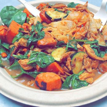 Organic Krush Kitchen & Eatery - Korean BBQ with Sautéed Spinach. - Juice Bars & Smoothies Near Me - Roslyn, New York
