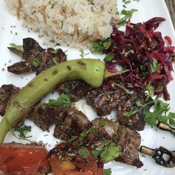 Ela - Shish kebab with rice and salad