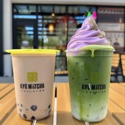 Kyoto Milk Tea w/ Boba and Matcha Latte Float