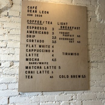 Café Dear Leon - Drink menu - Cafes Near Me - Baltimore, Maryland Café Dear Leon - Drink menu - Cafes Near Me - Baltimore, Maryland