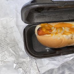 My "chili cheese dog with onions." There is no chili. My "chili cheese dog with onions." There is no chili.