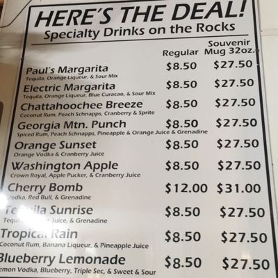 Menu photo 1 Paul's Margarita Deck Helen, GA