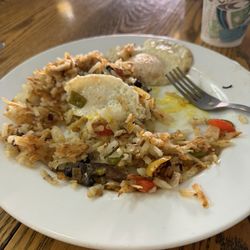 Main Street Bakery & Cafe - Eggs and hashbrown with veggies.