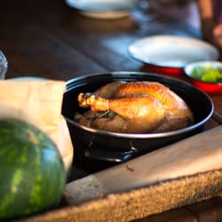 Kinnikinnick Farm - Opt in, first night dinner; roasted chicken, salad, watermelon, and cookies