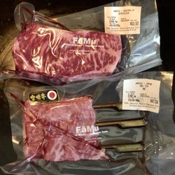 Famu - Recent purchase - Australian Striploin Wagyu & A5 Wagyu Tri Tip. Melt in your mouth goodness!