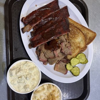 Joe's Kansas City Bar-B-Que - rib dinner special w/ brisket. Potato Salad & Mac and Cheese - Barbeque Near Me - Olathe, Kansas