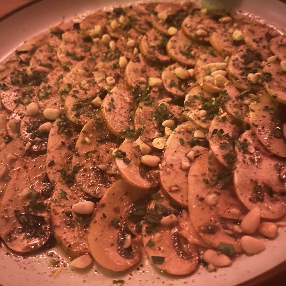 Pietramala - Primordia cremini carpaccio - Vegan Near Me - Philadelphia, Pennsylvania Pietramala - Primordia cremini carpaccio - Vegan Near Me - Philadelphia, Pennsylvania