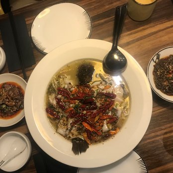 Chinese Sauerkraut Fish - Left to right: Beef shank, sauerkraut fish, fern root noodle - Chinese Near Me - Richmond, British Columbia