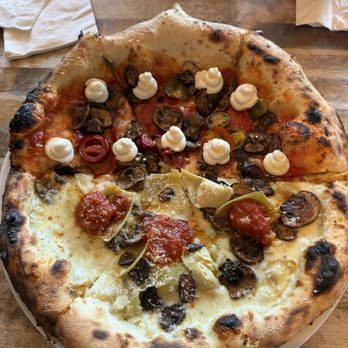 Centro Woodfired Pizzeria - Half Artichoke Rosso and the other half was Dolce Diavola - Pizza Near Me - Cedar City, Utah Centro Woodfired Pizzeria - Half Artichoke Rosso and the other half was Dolce Diavola - Pizza Near Me - Cedar City, Utah