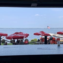 View from inside, at the bar, at Dock 77 View from inside, at the bar, at Dock 77