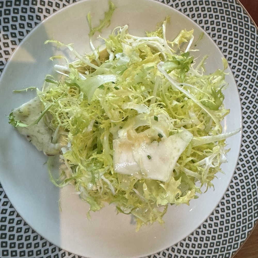 Fleurette - Salade Tropézienne; light and citrusy. Be sure to toss it well to incorporate the creamy dressing at the bottom. - French Near Me - San Diego, California
