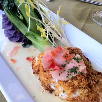Kō - Macadamia encrusted fish with bok choi, purple potato, radish sprouts. Mmmmm - Seafood Near Me - Maui, Hawaii Kō - Macadamia encrusted fish with bok choi, purple potato, radish sprouts. Mmmmm - Seafood Near Me - Maui, Hawaii