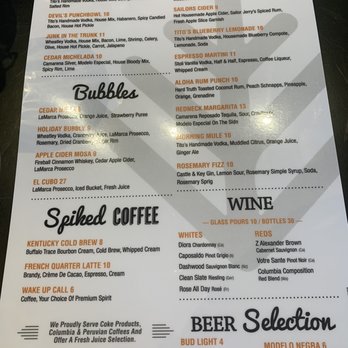 Cedar - Drink menu - Breakfast & Brunch Near Me - Covington, Kentucky