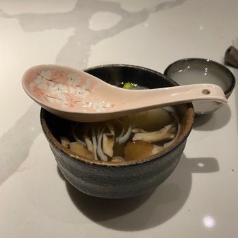 Hidden Omakase - Soup course...top notch miso w/ shrooms (I believe) - Sushi Bars Near Me - Houston, Texas Hidden Omakase - Soup course...top notch miso w/ shrooms (I believe) - Sushi Bars Near Me - Houston, Texas