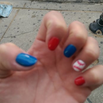 Angel Nails - Fun nails i had done during the Cubs playoffs last year! - Nail Salons Near Me - Schaumburg, Illinois
