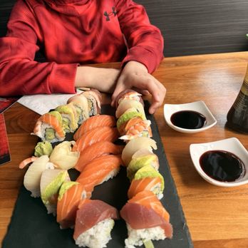 Momo Sushi & Grill - Rainbow Roll x2 and Salmon Nigiri - Sushi Bars Near Me - Tigard, Oregon