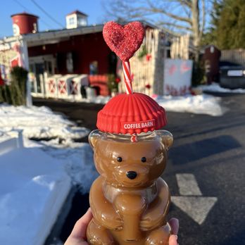 The Barn - Merrick - Sweet glass bear with coffee and cake pop - Coffee Roasteries Near Me - Merrick, New York