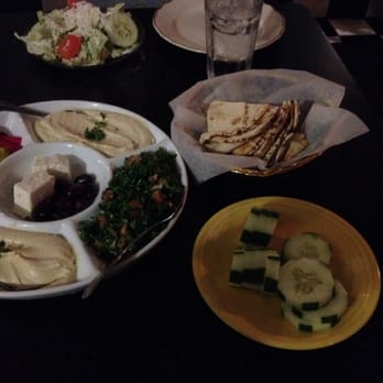 Kabob-G Grill - Mezza platter with pita and cucumber slices. - Mediterranean Near Me - Pittsburgh, Pennsylvania