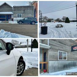 Beck's Garage - It was pretty snowy, with Beck's rustic exterior.