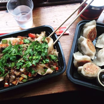 The Handpulled Noodle - Beef Ribbon noodle stir fry & pork/chive dumplings - Chinese Near Me - New York, New York The Handpulled Noodle - Beef Ribbon noodle stir fry & pork/chive dumplings - Chinese Near Me - New York, New York