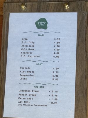 Menu photo 2 Paper Son Coffee San Francisco, CA Menu photo 2 Paper Son Coffee San Francisco, CA