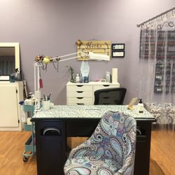 Hicks Nails - Nail station inside of salon.