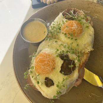OEB Breakfast - Langley - Croque Madame Not so Tiny Crostini - Breakfast & Brunch Near Me - Langley, British Columbia