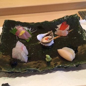 Kabuto - Sashimi plate with baby yellowtail, black snapper, shigoku oyster, sweet shrimp, and scallop - Sushi Bars Near Me - Las Vegas, Nevada