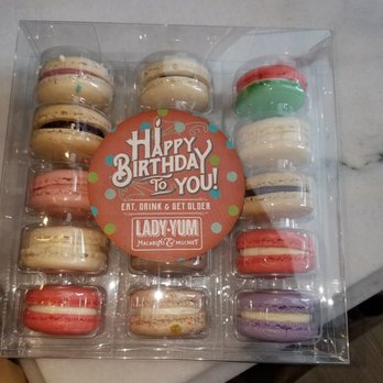 Lady Yum - Denny Triangle - The amazing macarons!! Decorated with a cute happy birthday sticker as I was there for my birthday! - Macarons Near Me - Seattle, Washington Lady Yum - Denny Triangle - The amazing macarons!! Decorated with a cute happy birthday sticker as I was there for my birthday! - Macarons Near Me - Seattle, Washington