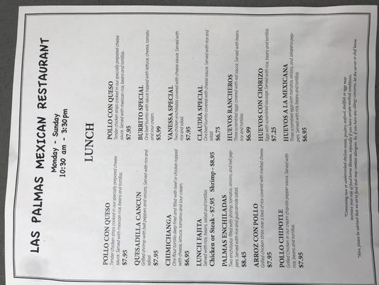 Menu photo 2 Taqueria Las Palmas Aiken, SC