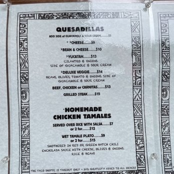 The Taco Shoppe - Menu - Sports Bars Near Me - Government Camp, Oregon