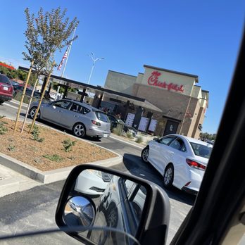 Chick-fil-A - ows a view of a parking lot from inside a car - Fast Food Near Me - Spring Valley, California