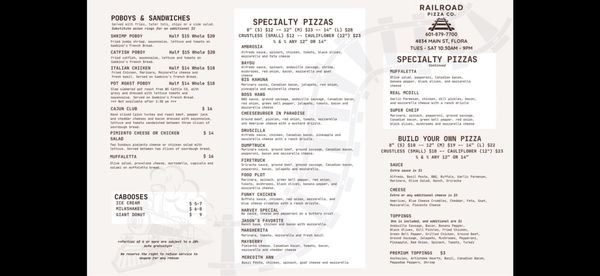 Menu photo 1 Railroad Pizza Flora, MS Menu photo 1 Railroad Pizza Flora, MS
