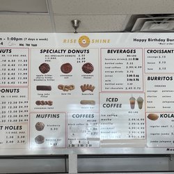 Rise N Shine Donuts - Menus