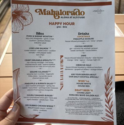 Menu photo 2 The Periodic Table Steamboat Springs, CO