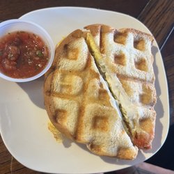 Miranda's Cake House - Delicious breakfast sandwich pressed in a waffle iron - YES!