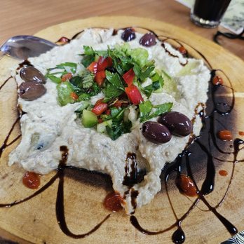 Alzohour Market - Baba Ghanouj appetizer -served with pitas. Great! - Middle Eastern Near Me - Phoenix, Arizona