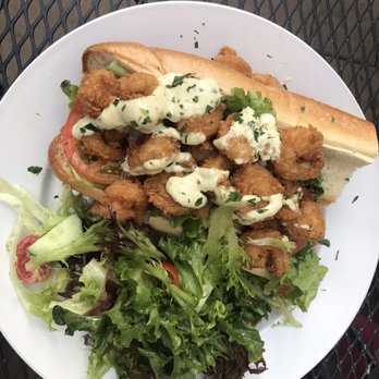 Mount Airy Tap Room - Shrimp Po'boy with side green salad - Beer Bar Near Me - Philadelphia, Pennsylvania Mount Airy Tap Room - Shrimp Po'boy with side green salad - Beer Bar Near Me - Philadelphia, Pennsylvania