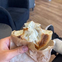 Bagels & Joe - Everything bagel with I guess lemon curd cream cheese