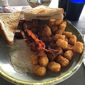 Marvis Diner - Eggs over easy, tater tots, bacon, and white toast. - Seafood Near Me - Wildwood, New Jersey Marvis Diner - Eggs over easy, tater tots, bacon, and white toast. - Seafood Near Me - Wildwood, New Jersey