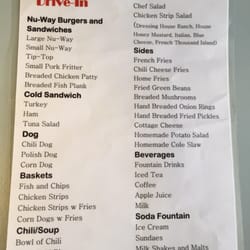 Nu-Way Drive In - I love simple menus :)