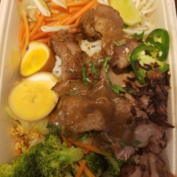Asian Box - Pork+ jasmin rice+ all toppings + tamarine vinaigrette sauce with egg - Asian Fusion Near Me - Burlingame, California Asian Box - Pork+ jasmin rice+ all toppings + tamarine vinaigrette sauce with egg - Asian Fusion Near Me - Burlingame, California