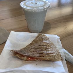 Chicken quesadillas with tomato and banana nut crunch smoothie